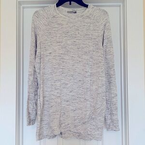 Dalia White and Grey Crewneck Long Sleeve Top Size Medium